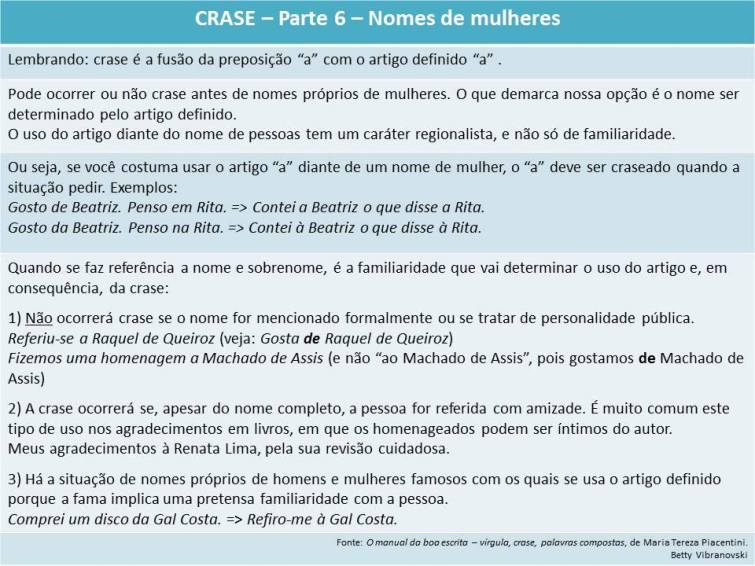 Crase 6 nomes de mulheres